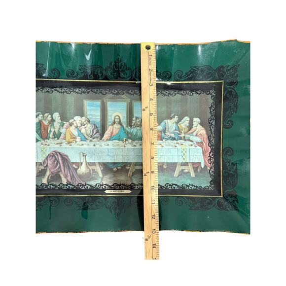 The Last Supper Large Serving Tray Wall Hanging 19x13" MCM La Santa Cena Vintage - Picture 9 of 9